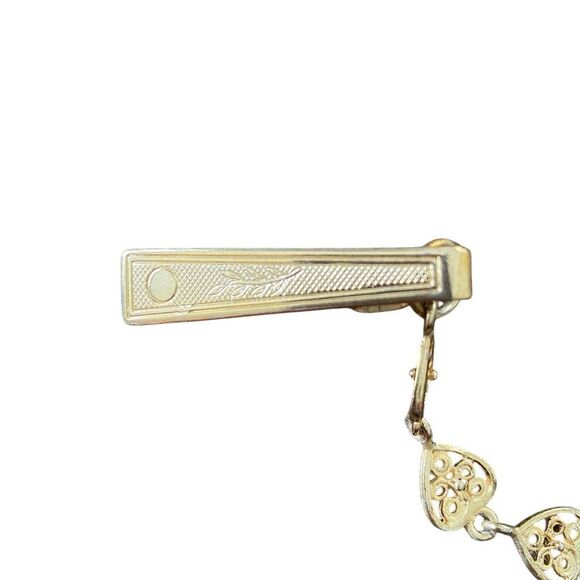 Vintage Gold Tone Scarf/Tie Clip with Heart Shape Decorative Design - Picture 2 of 3